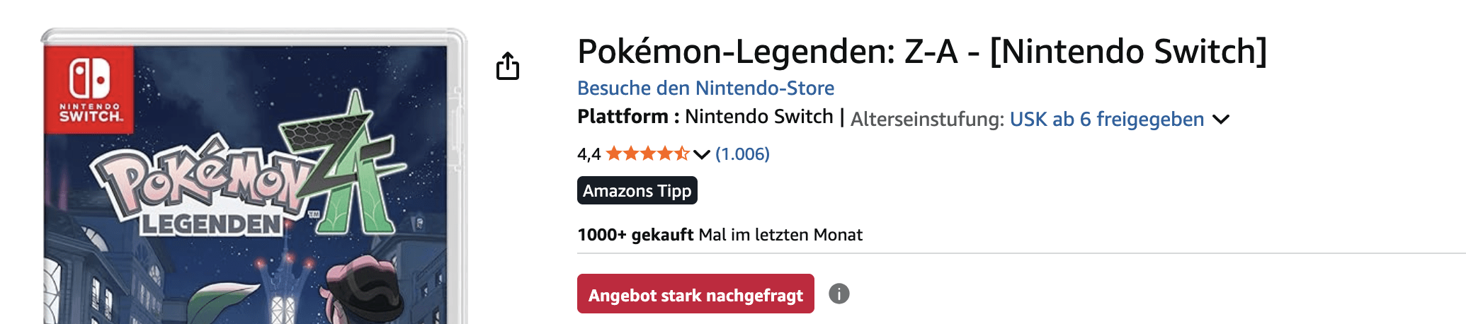Pokémon Legends Z-A für Nintendo Switch & Switch 2 – Mega-Entwicklung, Illumina City, Rangkämpfe & Starter-Pokémon