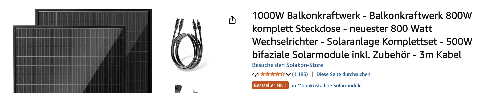 Balkonkraftwerk 800W Komplettset – Strom selbst erzeugen und Energiekosten senken