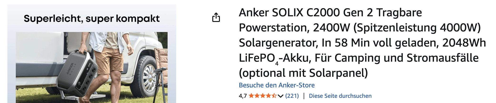 Die Anker SOLIX Tragbare Powerstation ist die ideale Wahl für alle, die unterwegs oder im Notfall eine zuverlässige Energiequelle benötigen. Egal ob beim Camping, im Wohnmobil oder bei einem plötzlichen Stromausfall