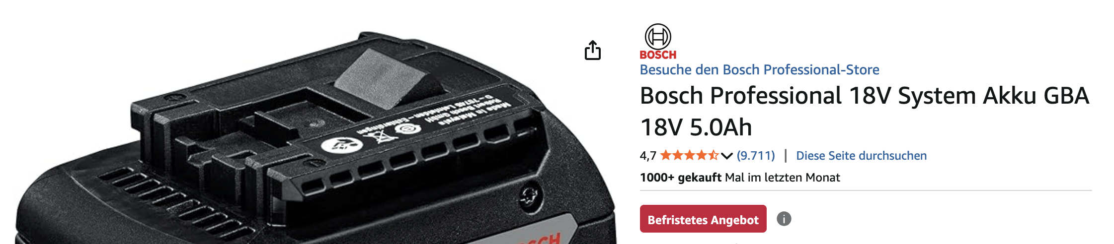 Der 18V System Akku von Bosch Professional überzeugt mit einer Kapazität von 5,0 Ah. Das bedeutet für dich: Längere Laufzeiten bei intensiven Anwendungen, Weniger Unterbrechungen beim Arbeiten, Ideal für professionelle und private Projekte