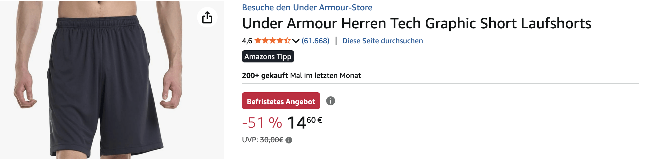 Under Armour Laufshorts Herren atmungsaktive Sportshorts für Training und Running