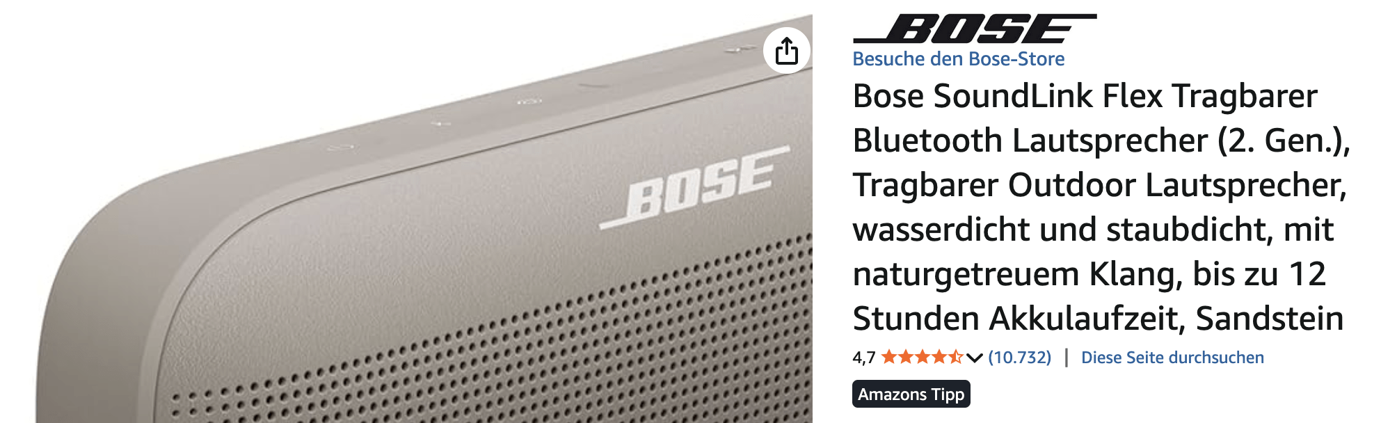 Bose SoundLink Flex Tragbarer Bluetooth Lautsprecher