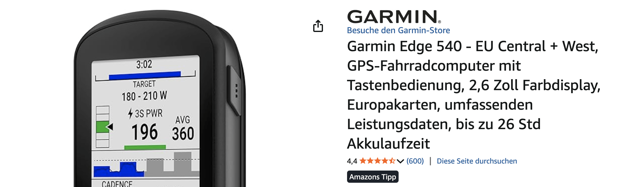 Garmin Edge 540 GPS-Fahrradcomputer