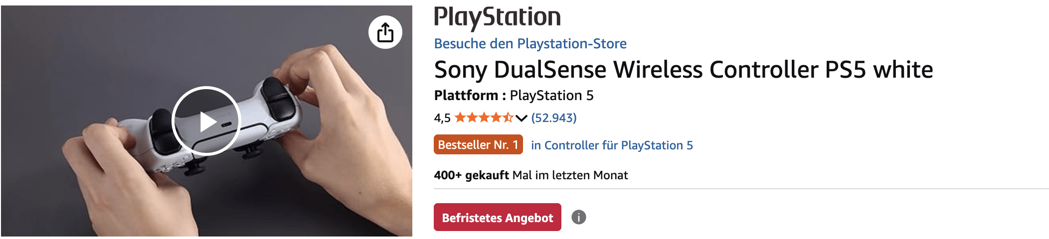 Playstation 5 und volle Action ohne Kabel genießen, dann nimm den Wireless Controller von Sony. Top performance garantiert.