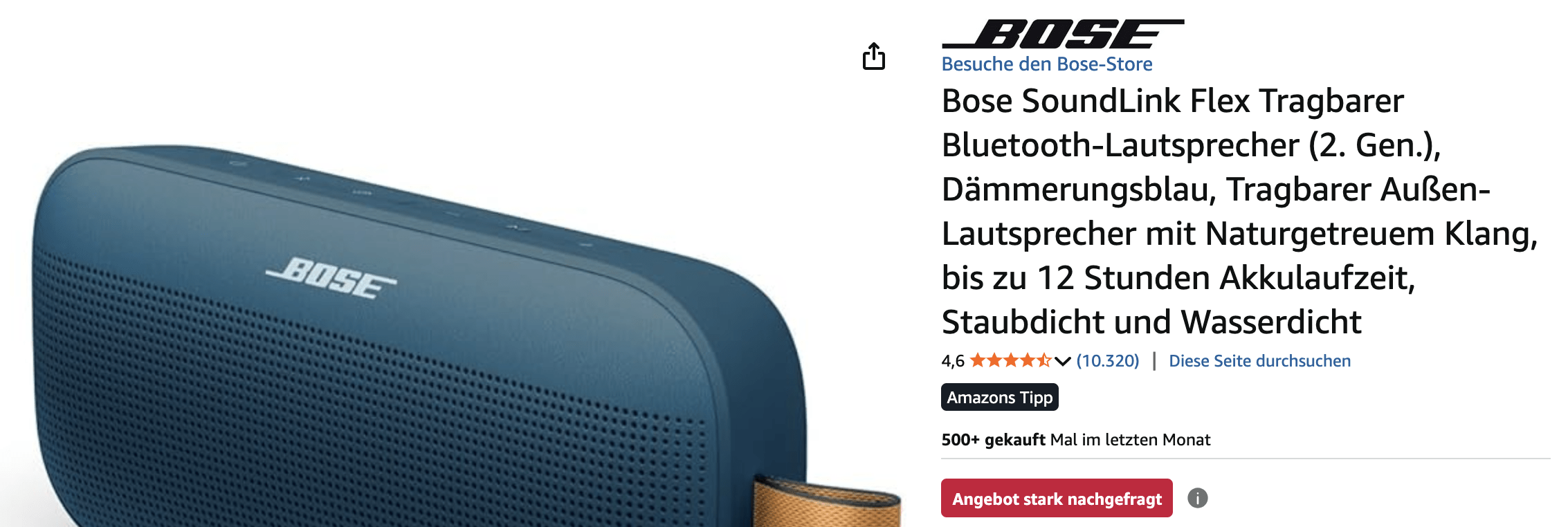 Der Bose SoundLink Flex in der 2. Gen ist der perfekte Bluetooth-Lautsprecher für unterwegs.