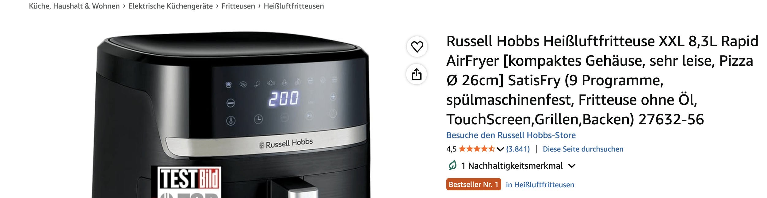 Russell Hobbs Heißluftfritteuse XXL 8,3L – Die ideale Heißluftfritteuse für Familien