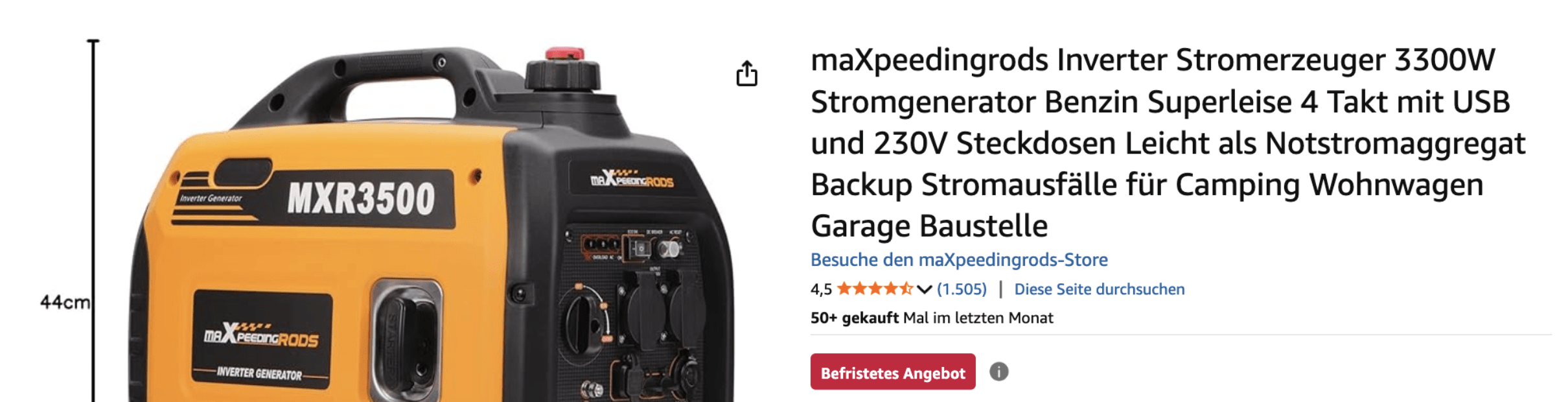Leistungsstarker Stromgenerator mit 3300 Watt: Der maXpeedingrods Inverter Generator überzeugt durch leisen Betrieb, lange Laufzeit und zuverlässige Notstromversorgung.